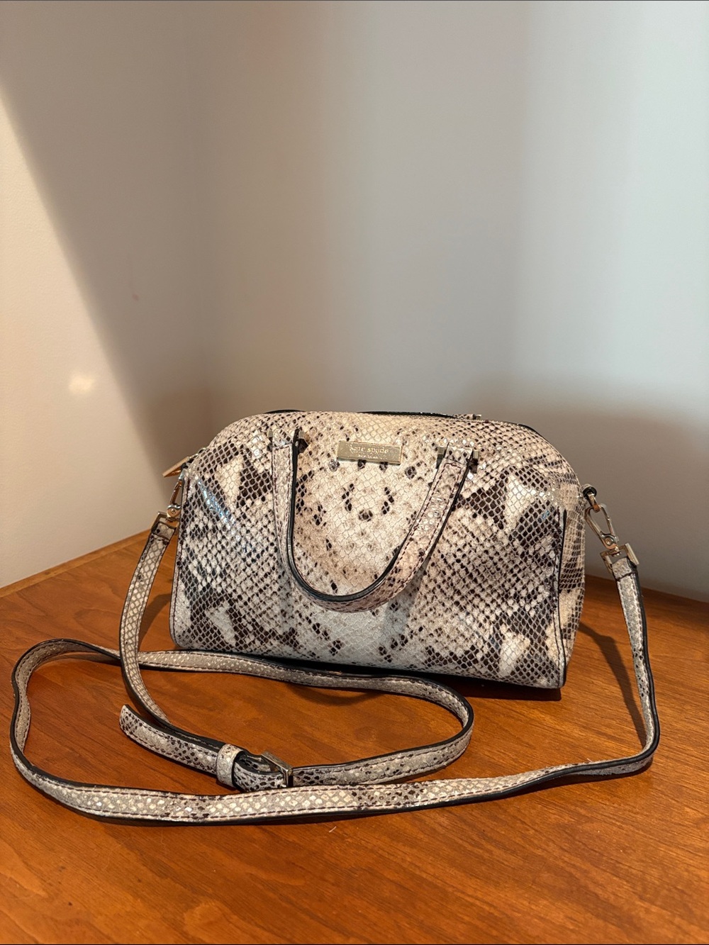 Kate Spade Mini Mira Parliament Snake Python Leather Print Crossbody Satchel Bag